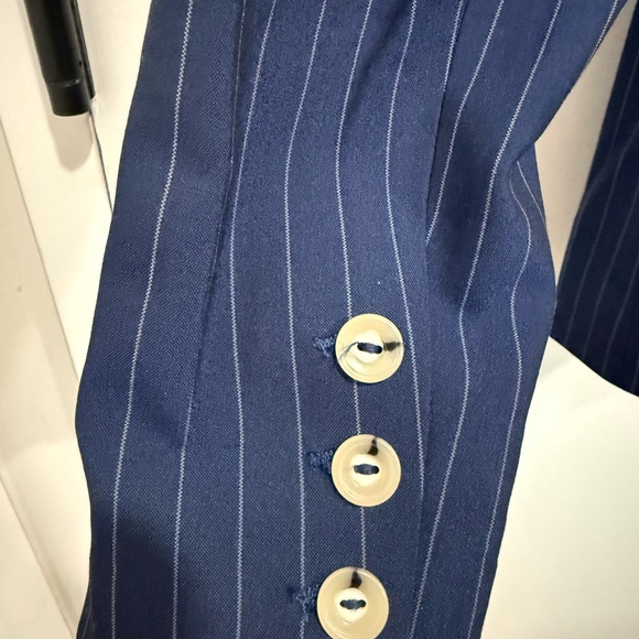 STAUD Navy Pinstripe Blazer Jacket - Picture 6 of 6